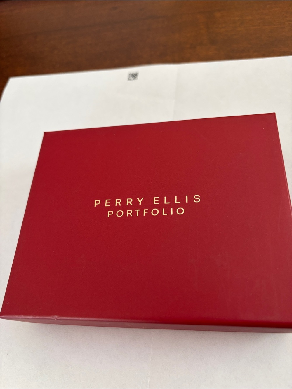 Perry Ellis Portfolio Red Box with Gold Lettering